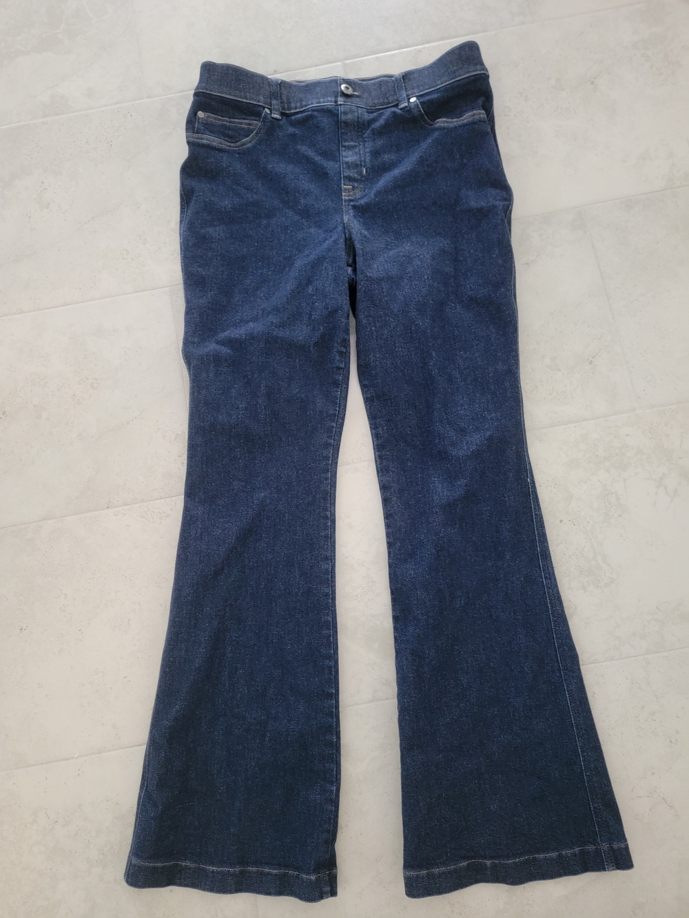 SPANX Flare Jeans Dark Wash High Rise XL Stretch Denim